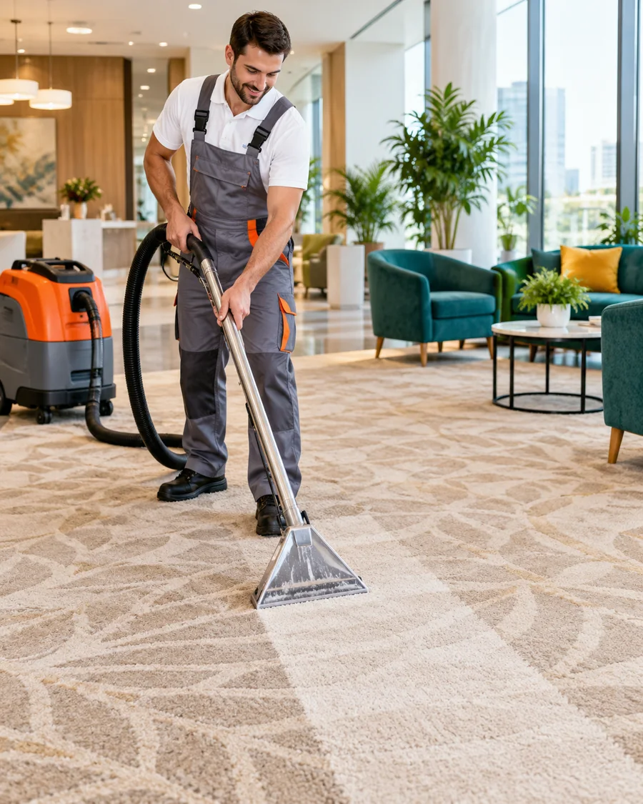 Specialist cleaning a commercial facility